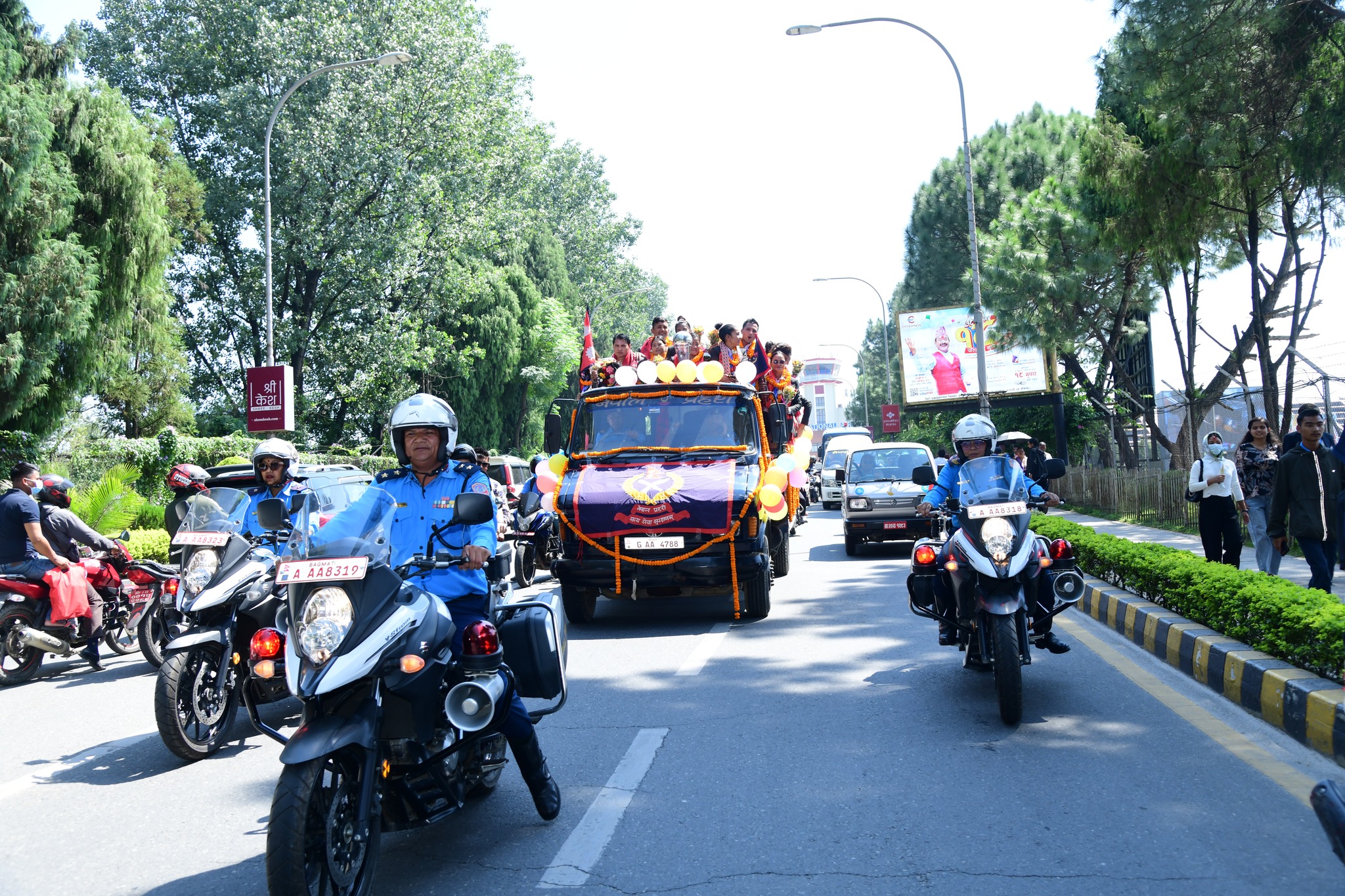 काभा महिला भलिबल क्लब च्याम्पियनसिपको विजेता नेपाल पुलिस क्लबको सोमबार भव्य स्वागत